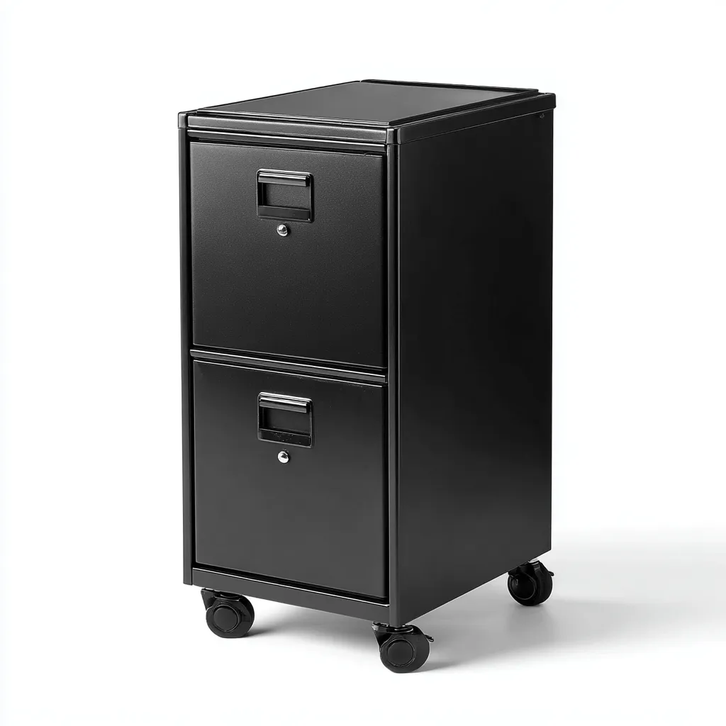 Armoire de bureau en métal 40x50x72 cm - noir - style industriel moderne-Craftete