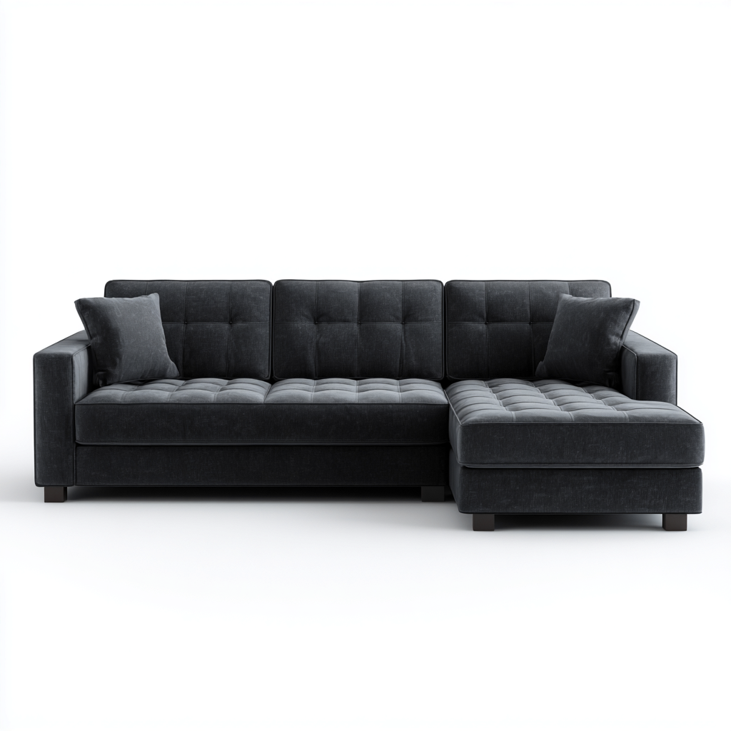 Canapé d'angle en tissu 260x165x85 cm - gris anthracite - style moderne-Craftete