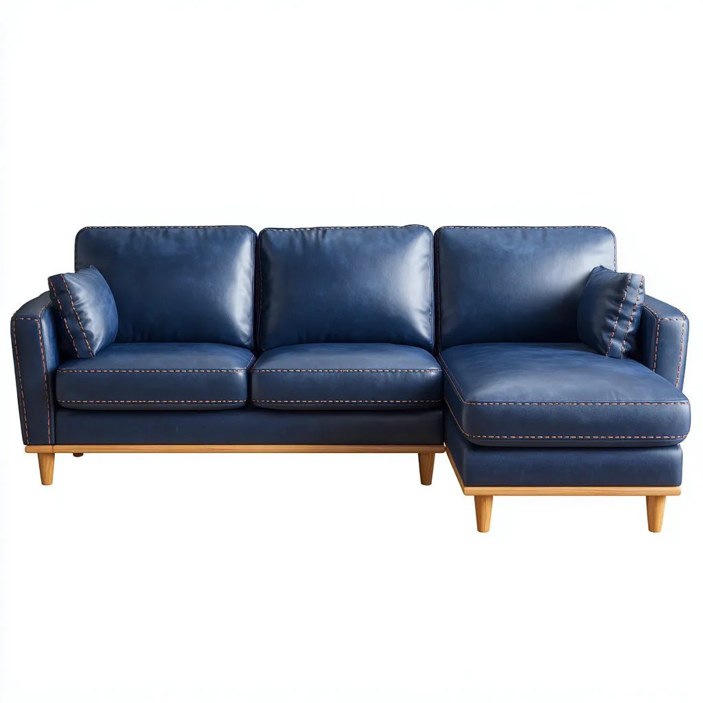 Canapé d'angle en cuir synthétique 260x165x85 cm - bleu - style moderne nordique-Craftete