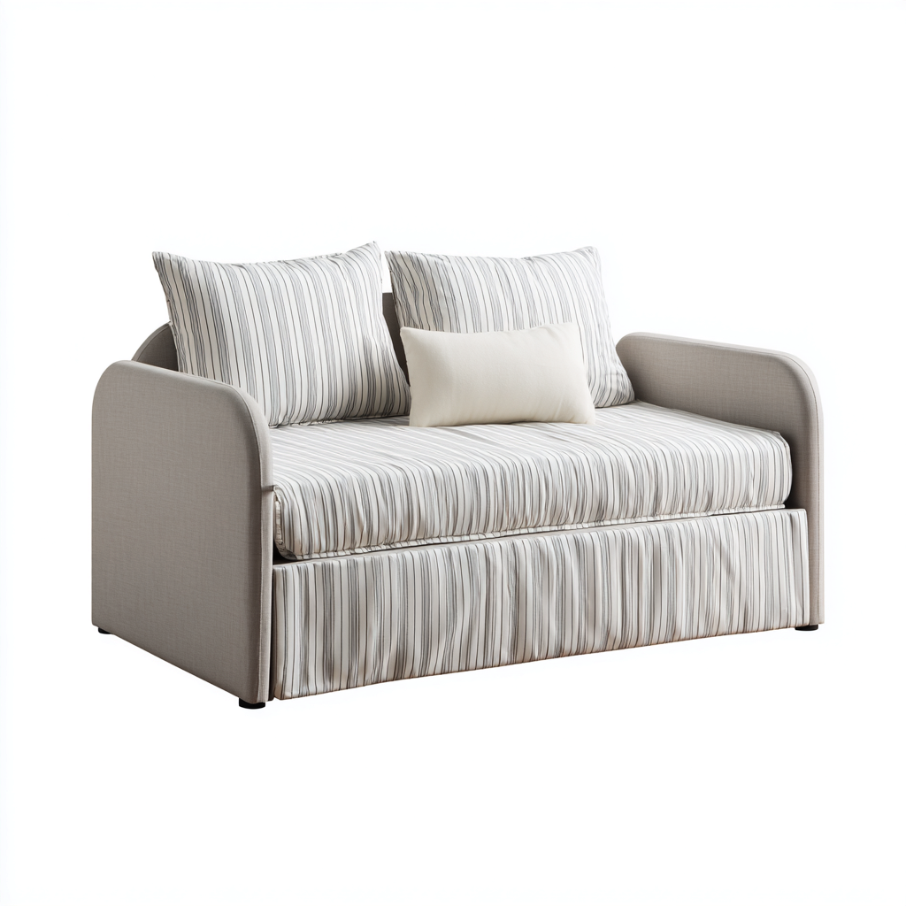 Canapé-lit tissu 200x95x85 cm beige style moderne-Craftete