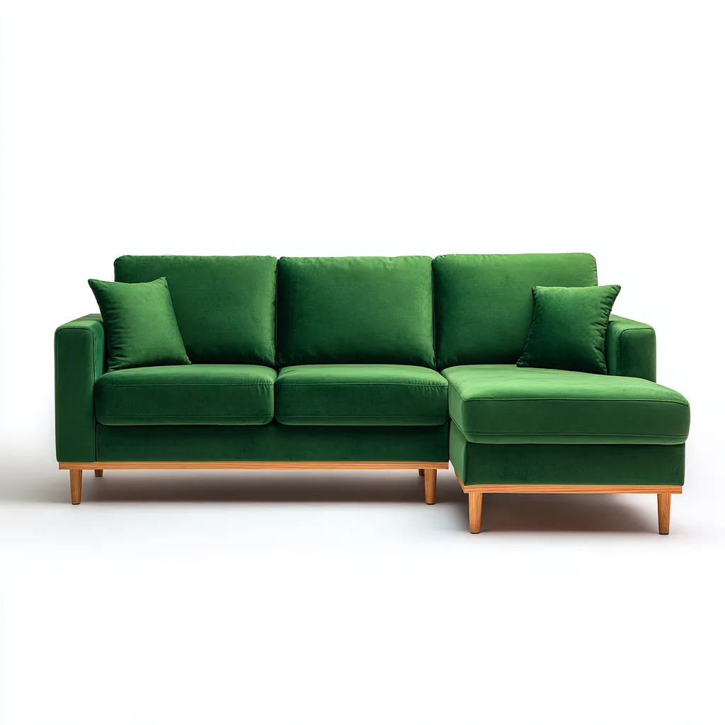 Canapé d'angle en velours 260x170x85 cm - vert - style moderne scandinave-Craftete