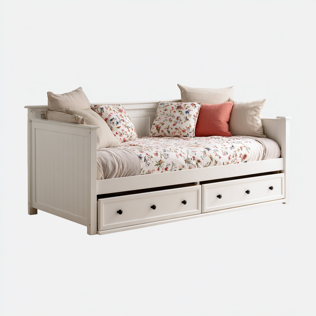 Canapé-lit bois 200x90x85 cm blanc style moderne-Craftete