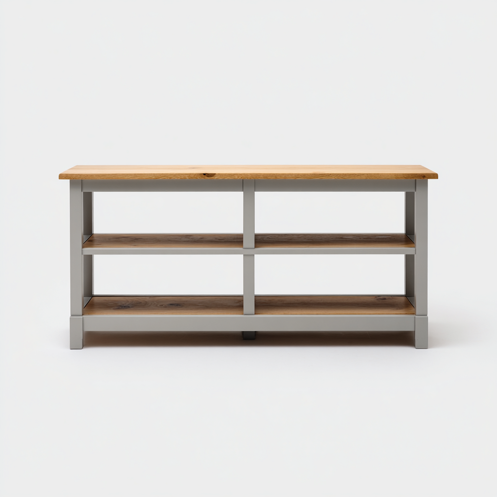 Bibliothèque basse en bois et métal 120x35x60 cm - gris - style moderne-Craftete