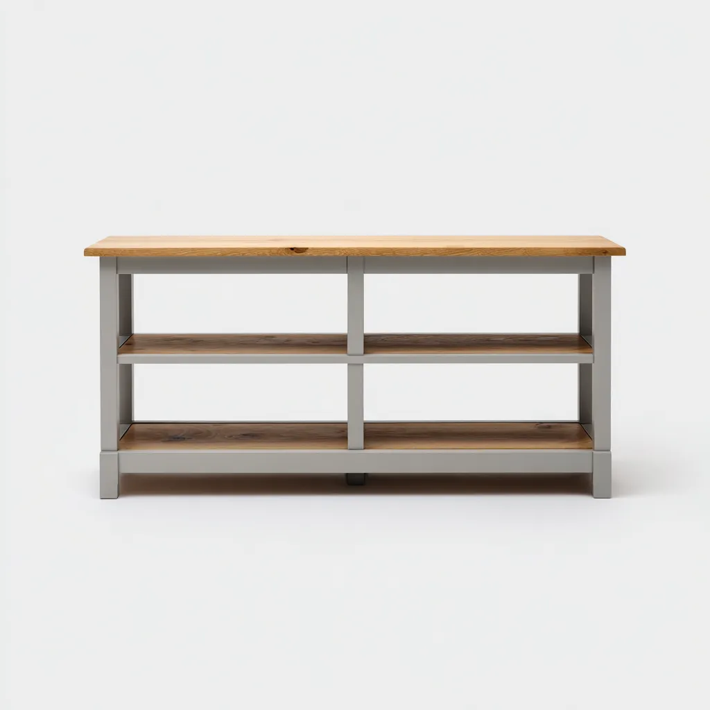 Bibliothèque basse en bois et métal 120x35x60 cm - gris - style moderne-Craftete