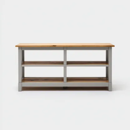 Bibliothèque basse en bois et métal 120x35x60 cm - gris - style moderne-Craftete