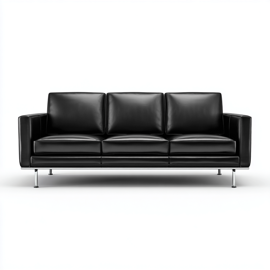 Canapé 3 places cuir véritable 215x90x85 cm - noir - design moderne-Craftete