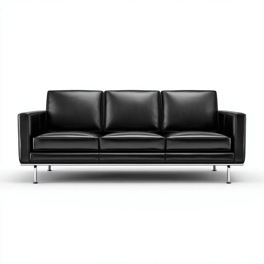 Canapé 3 places cuir véritable 215x90x85 cm - noir - design moderne-Craftete