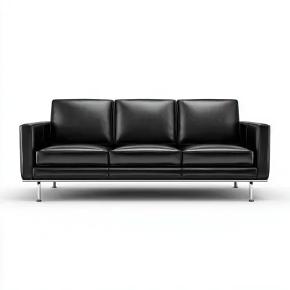 Canapé 3 places cuir véritable 215x90x85 cm - noir - design moderne-Craftete