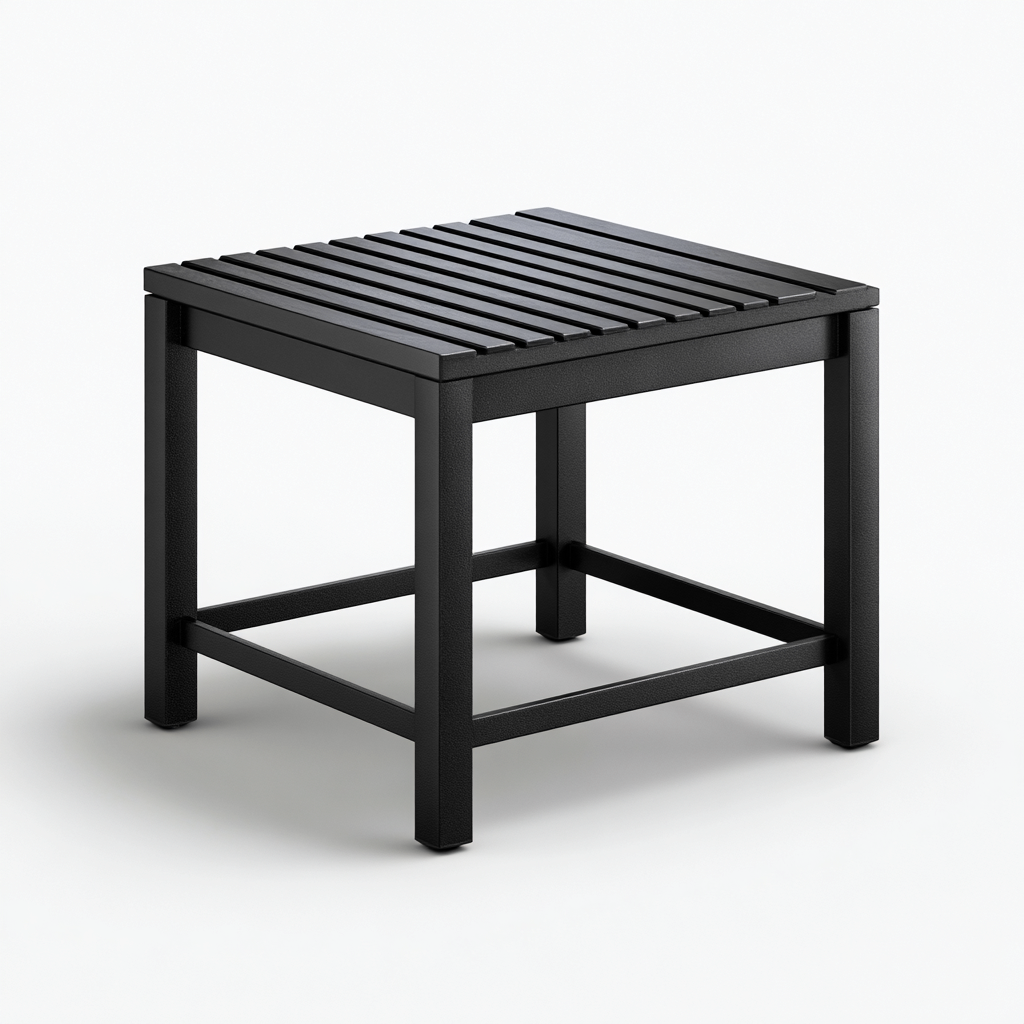 Table de jardin carrée en métal - 45x45x45 cm - noir - style moderne-Craftete