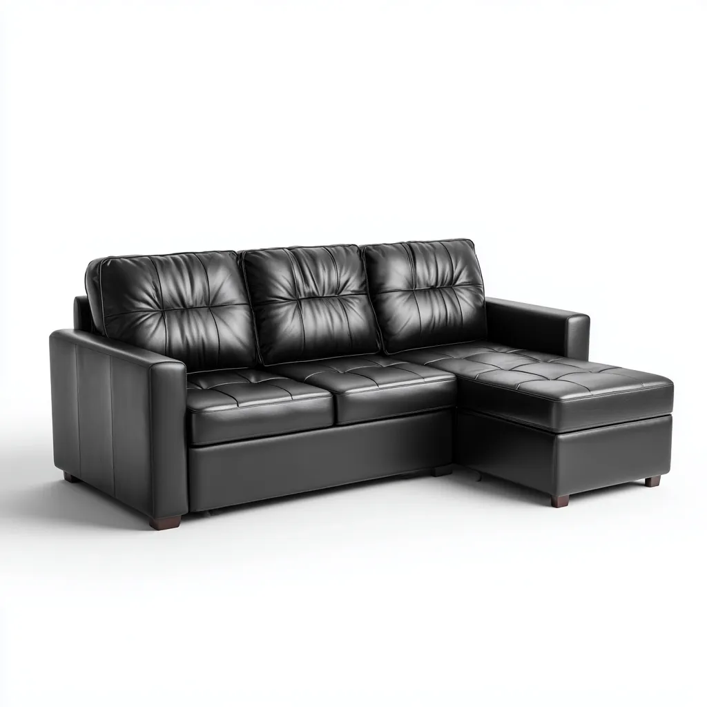 Canapé d'angle en cuir synthétique 255x160x85 cm - noir - style moderne-Craftete