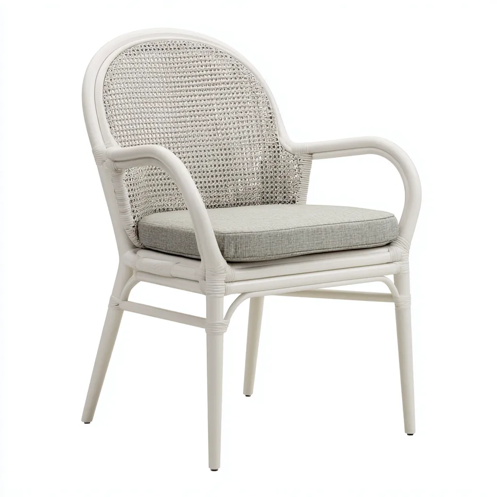 Chaise de jardin rotin synthétique - 59x62x90 cm - blanc-gris - style moderne-Craftete