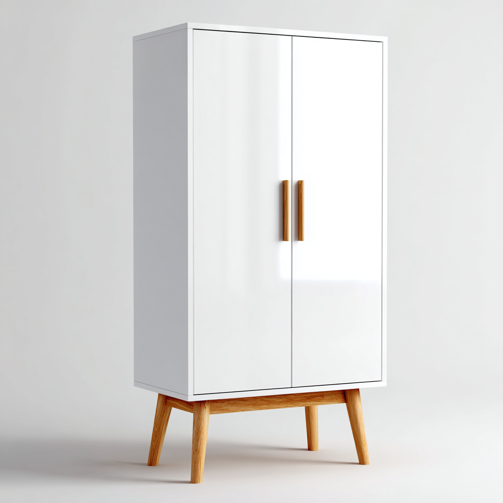 Bibliothèque en bois 80x40x150 cm - blanc-bois naturel - style scandinave-Craftete