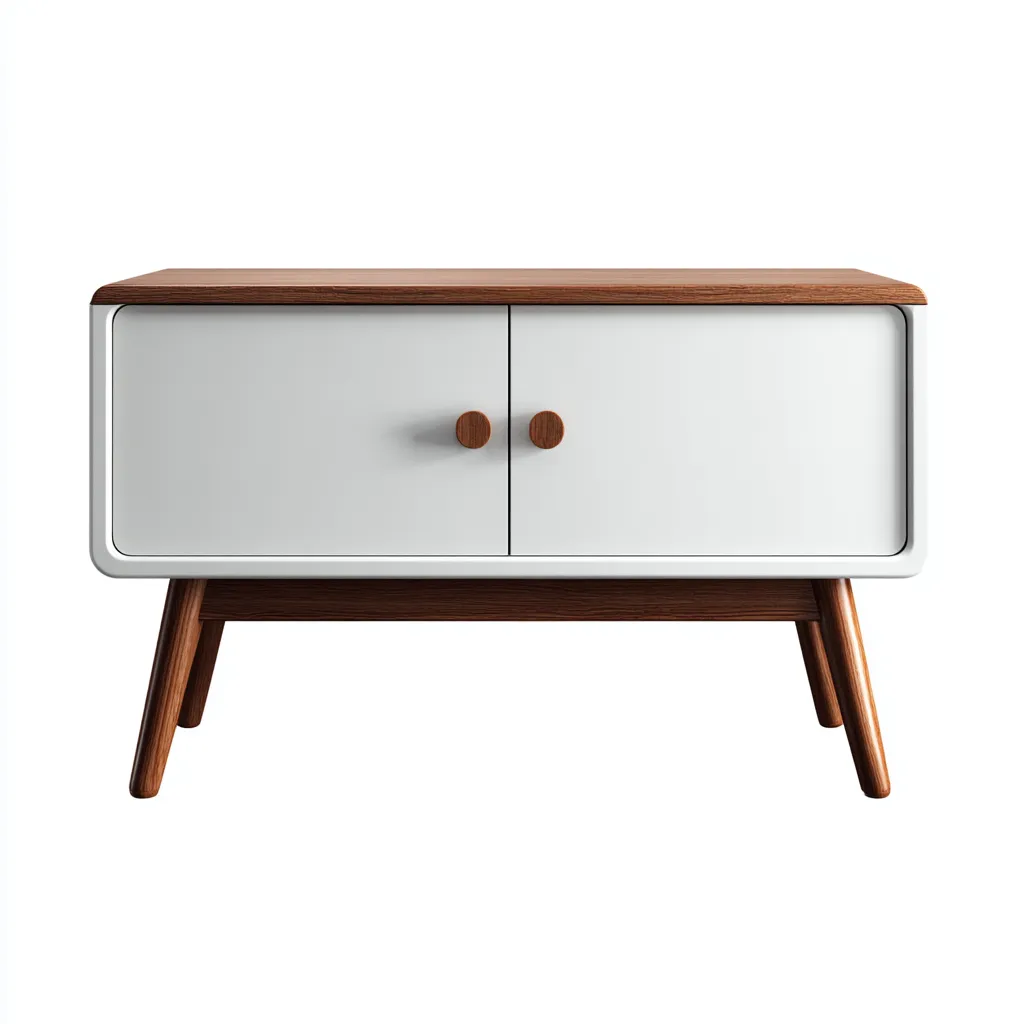 Meuble TV bois MDF 80x40x55 cm blanc-marron style scandinave-Craftete