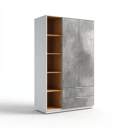 Armoire en bois et béton 150x55x195 cm - gris-chêne - moderne-Craftete