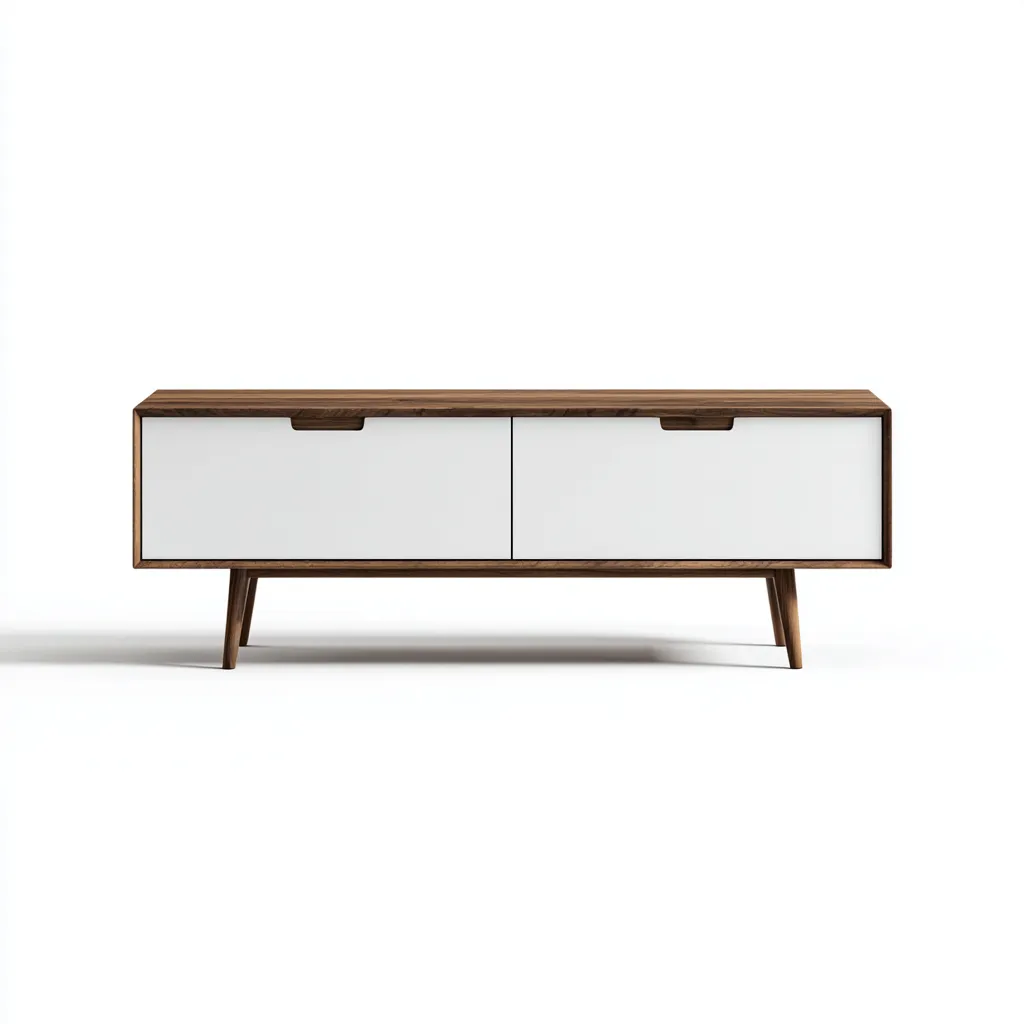 Meuble TV bois MDF 130x40x48 cm blanc-marron style minimaliste-Craftete