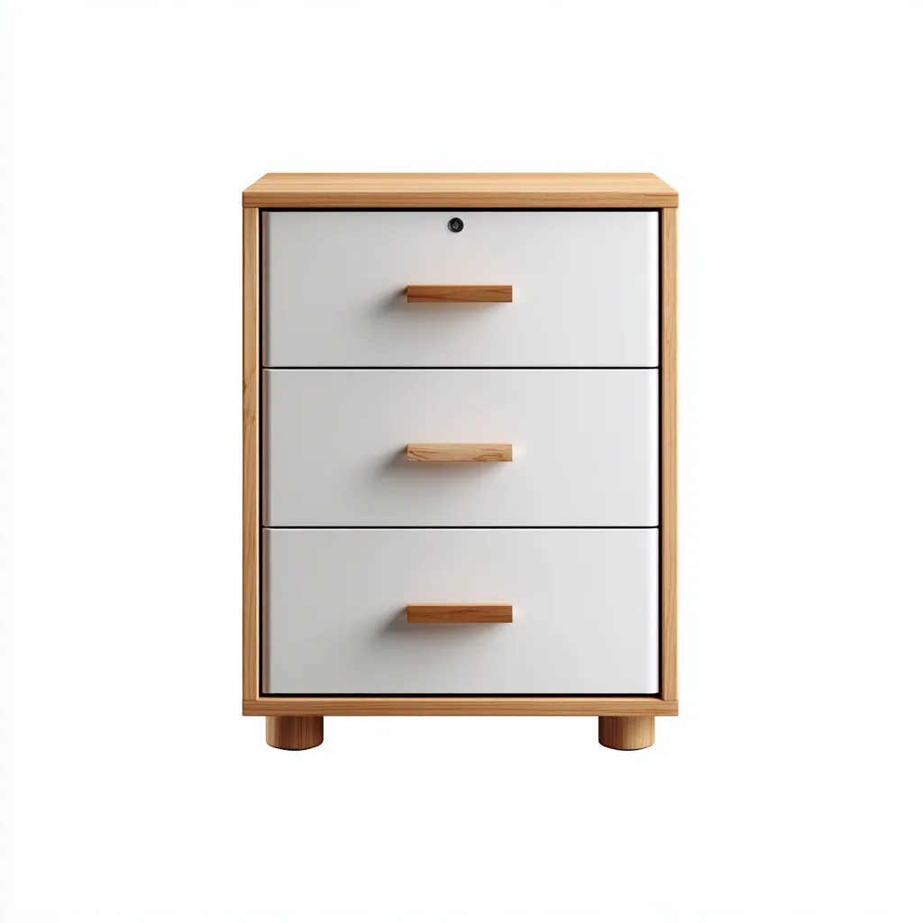 Armoire de bureau en bois à trois tiroirs 45x40x85 cm - blanc-beige - style moderne-Craftete