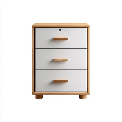 Armoire de bureau en bois à trois tiroirs 45x40x85 cm - blanc-beige - style moderne-Craftete