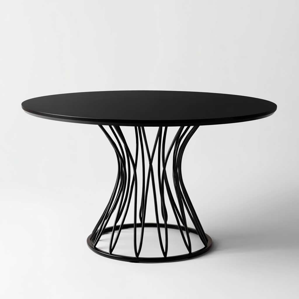 Table de jardin en acier - 120x120x75 cm - noir - style contemporain-Craftete