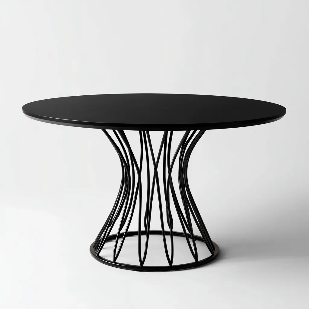 Table de jardin en acier - 120x120x75 cm - noir - style contemporain-Craftete