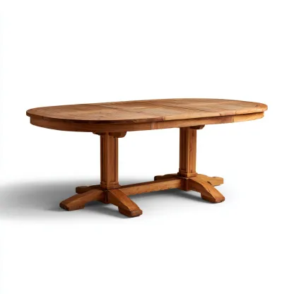 Table de jardin ovale en bois de teck - 180x90x75 cm - couleur naturelle - style classique-Craftete