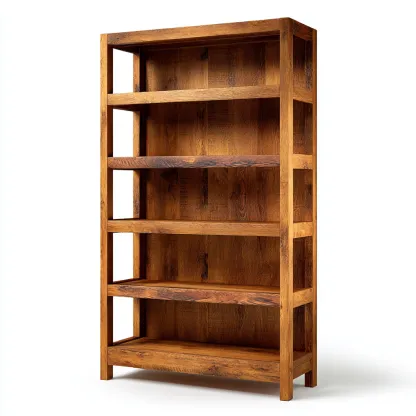 Bibliothèque en bois massif 90x35x180 cm - marron - style rustique-Craftete