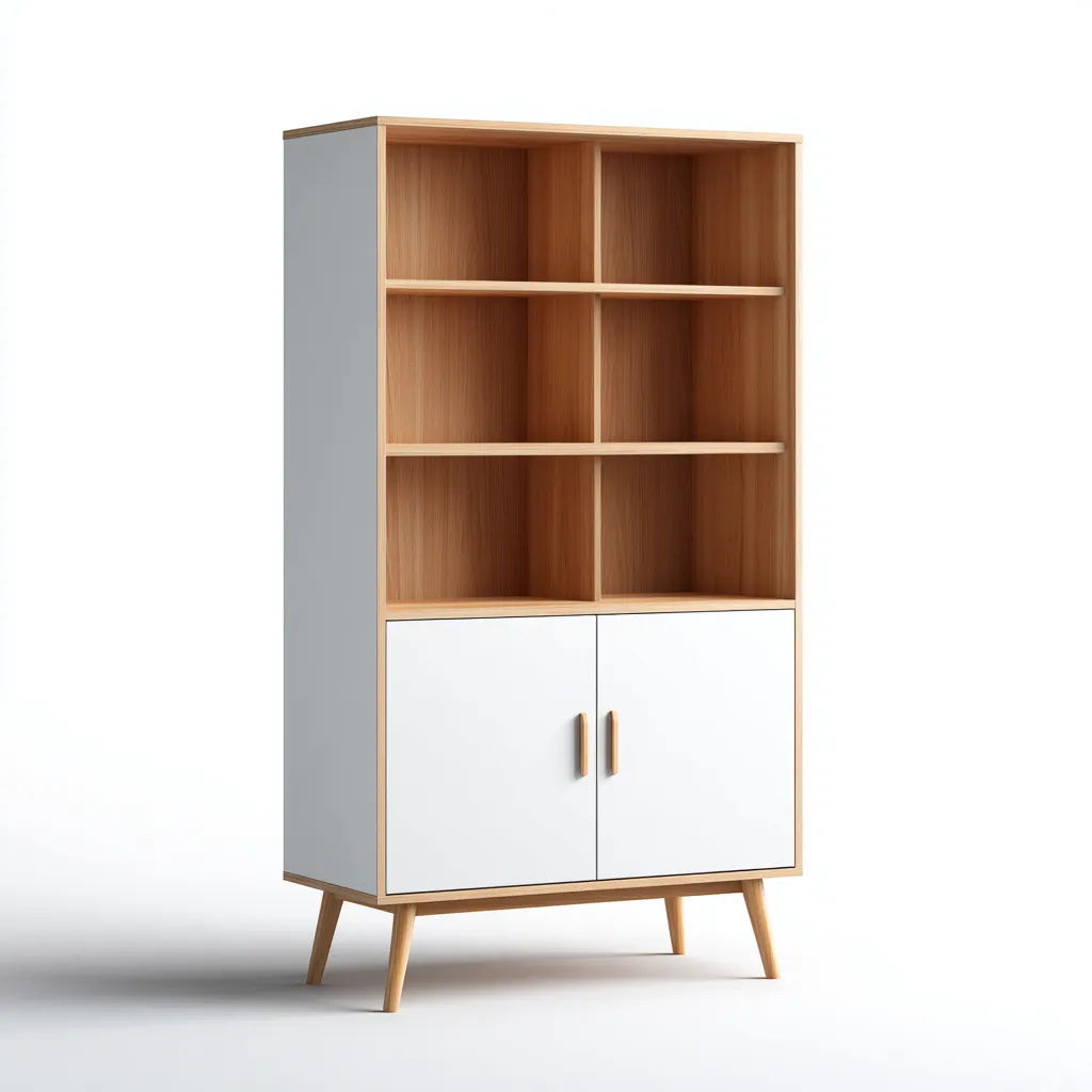 Bibliothèque en bois et MDF 80x35x160 cm - blanc - style scandinave-Craftete