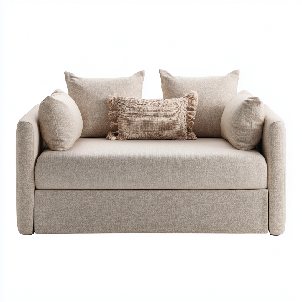 Canapé-lit tissu 205x100x90 cm beige design contemporain-Craftete