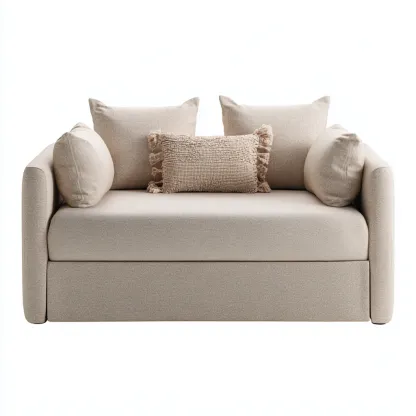 Canapé-lit tissu 205x100x90 cm beige design contemporain-Craftete