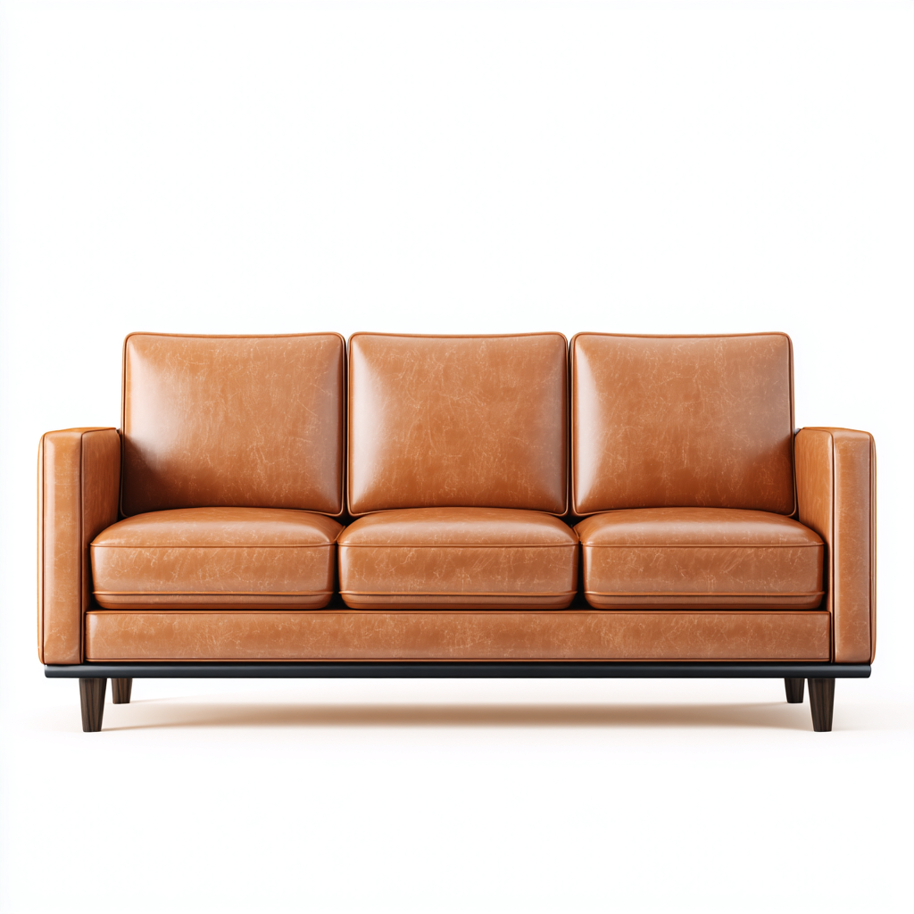 Canapé 3 places cuir véritable 215x90x85 cm - marron - style moderne-Craftete