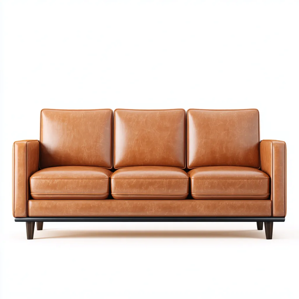 Canapé 3 places cuir véritable 215x90x85 cm - marron - style moderne-Craftete