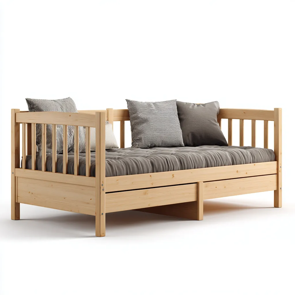 Canapé-lit bois massif 200x95x85 cm bois naturel style nordique-Craftete