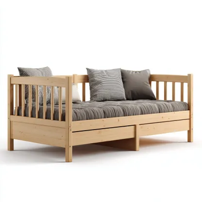 Canapé-lit bois massif 200x95x85 cm bois naturel style nordique-Craftete