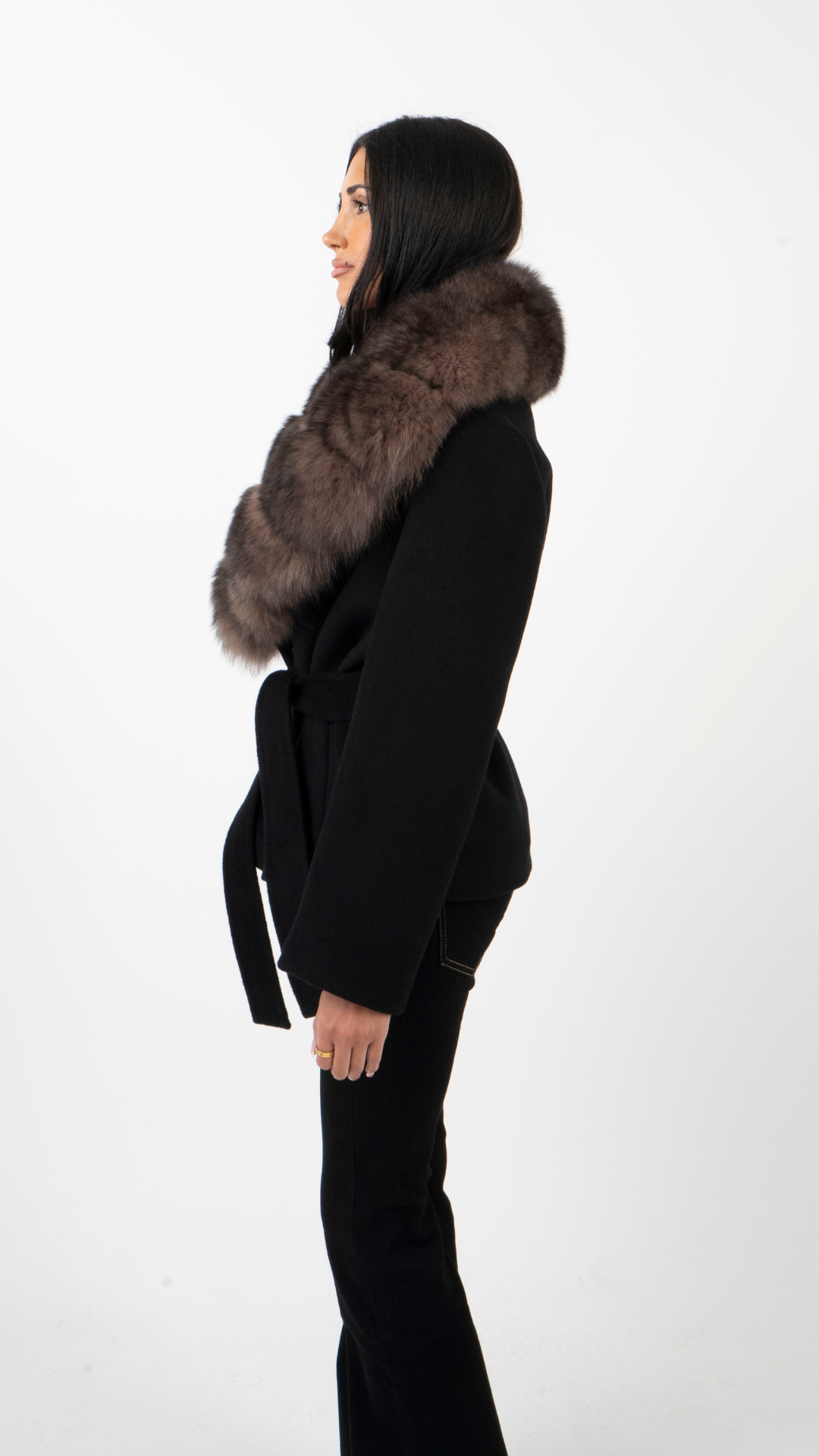 Aura gown Fur Coat - Black