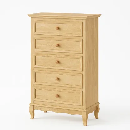 Cassettiera alta in legno di quercia a 5 cassetti naturale-CASALIQ