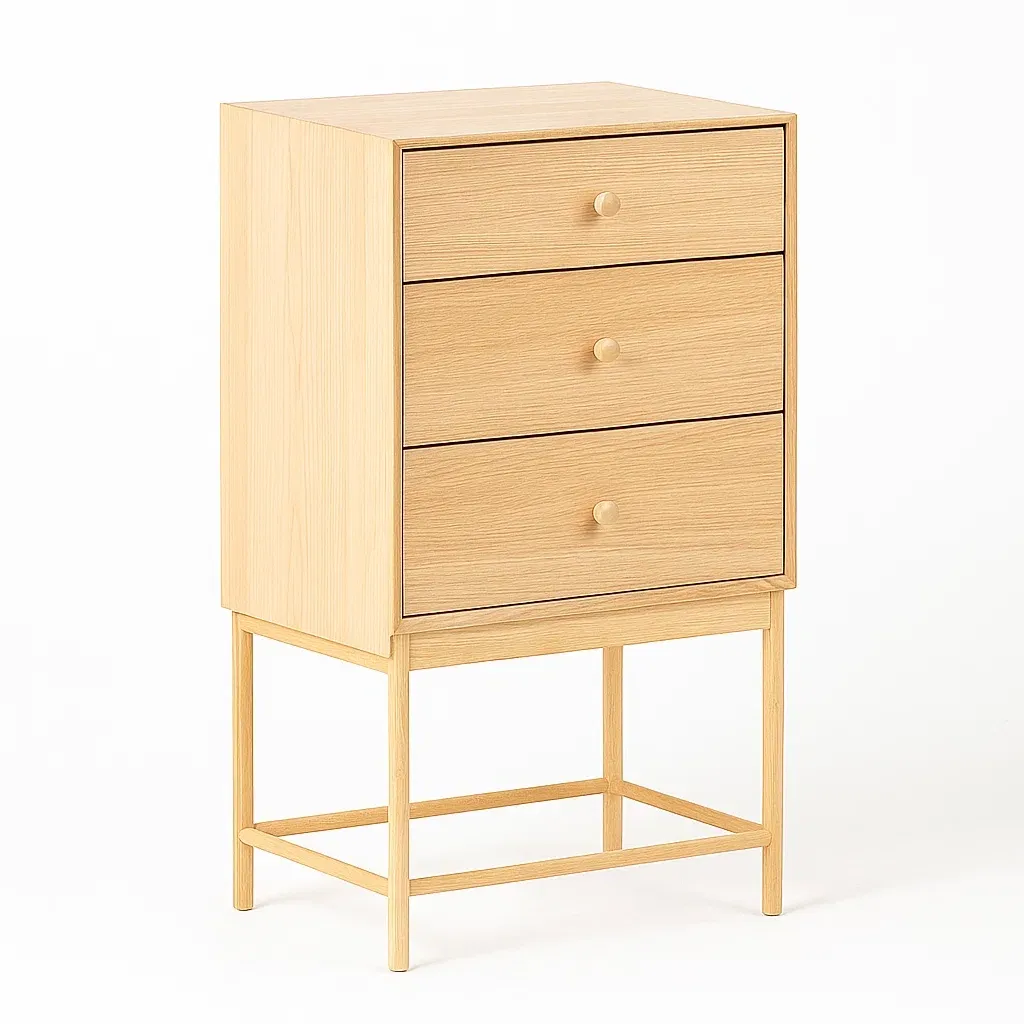 Cassettiera in legno con tre cassetti rovere chiaro-CASALIQ