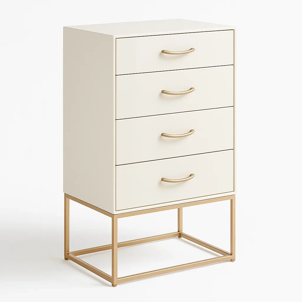 Cassettiera con 4 cassetti in legno e struttura in metallo-CASALIQ