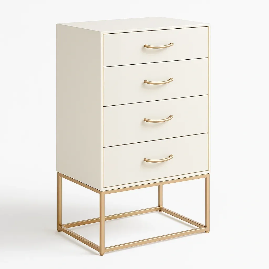 Cassettiera con 4 cassetti in legno e struttura in metallo-CASALIQ