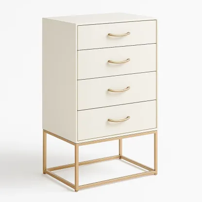 Cassettiera con 4 cassetti in legno e struttura in metallo-CASALIQ