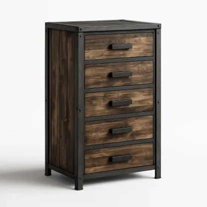 Cassettiera in legno e metallo a 5 cassetti-CASALIQ