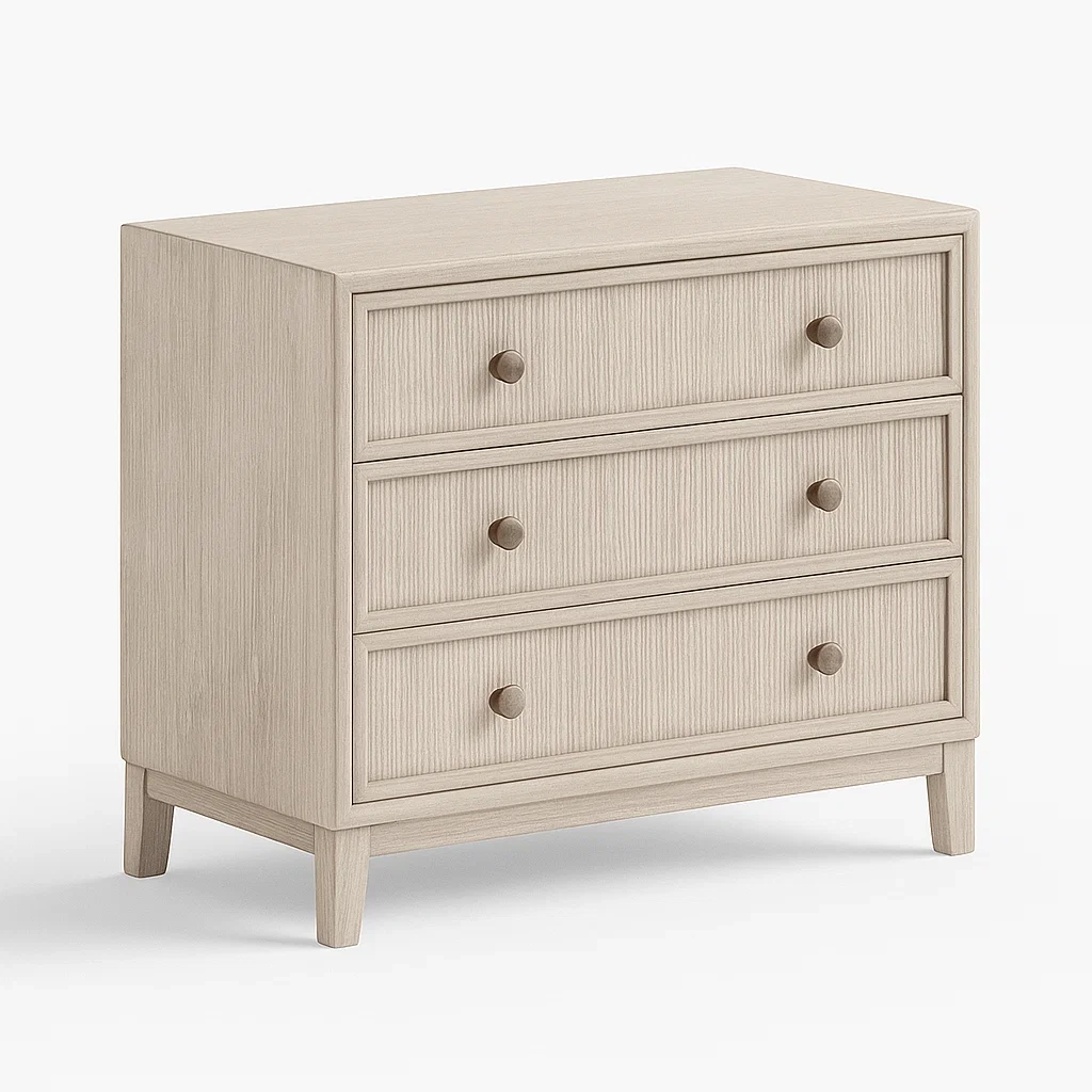 Cassettiera in legno massiccio chiaro con 3 cassetti-CASALIQ
