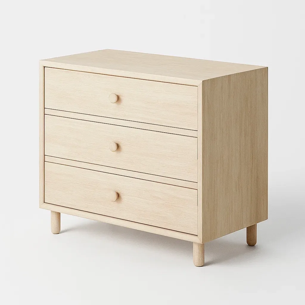 Cassettiera in legno con 3 cassetti quercia chiara-CASALIQ