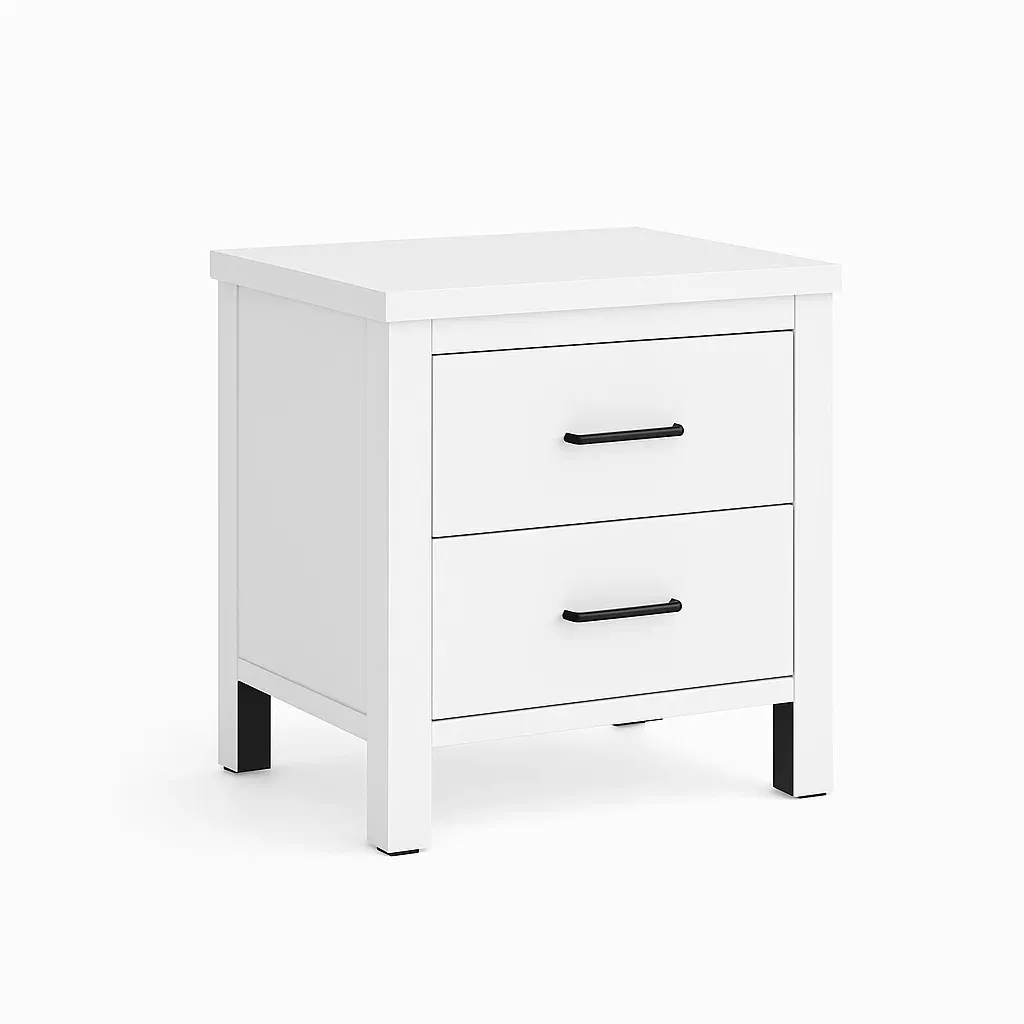 Comodino in legno truciolare bianco con 2 cassetti-CASALIQ