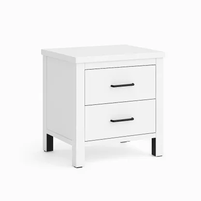 Comodino in legno truciolare bianco con 2 cassetti-CASALIQ