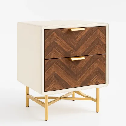 Comodino legno con struttura metallo dorato a 2 cassetti-CASALIQ