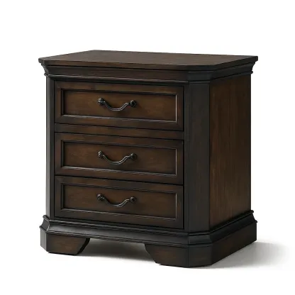 Comodino con tre cassetti legno marrone 70x45x65-CASALIQ