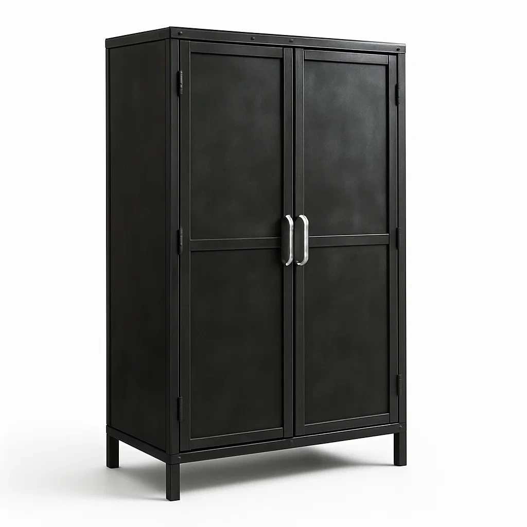 Armadietto in acciaio a due ante nero 180x90x45 cm-CASALIQ