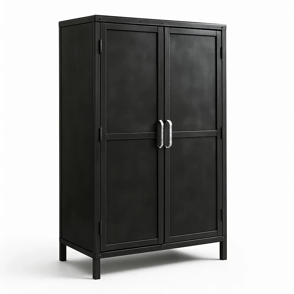 Armadietto in acciaio a due ante nero 180x90x45 cm-CASALIQ