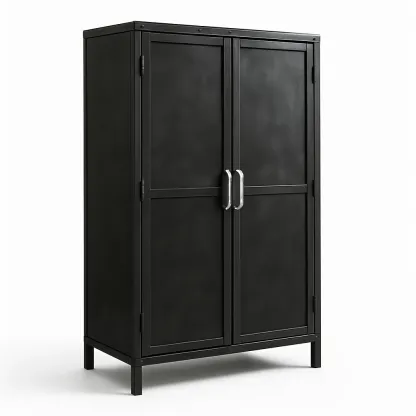 Armadietto in acciaio a due ante nero 180x90x45 cm-CASALIQ