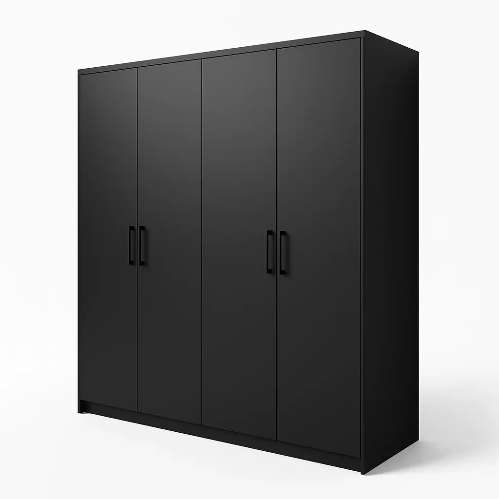 Armadio a quattro ante laminato nero 240x200x60 cm-CASALIQ