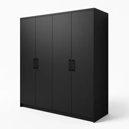 Armadio a quattro ante laminato nero 240x200x60 cm-CASALIQ